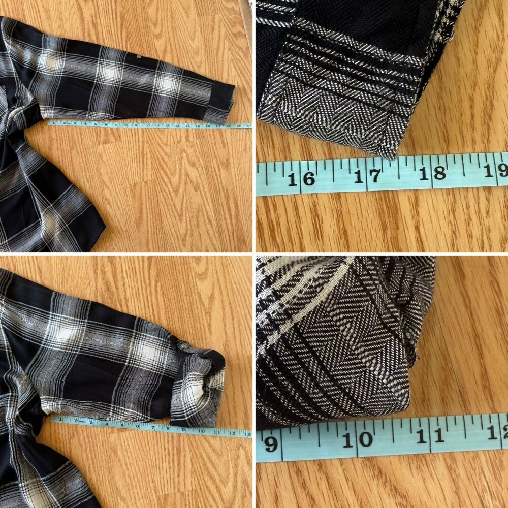 Krazy Kat Womens Black/White Plaid Button-Up Shirt Size 1X Long Sleeve Collar - Picture 8 of 12